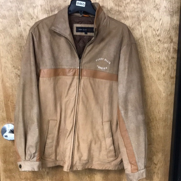Perry Ellis America Tan Suede/Leather Jacket - Picture 1 of 16